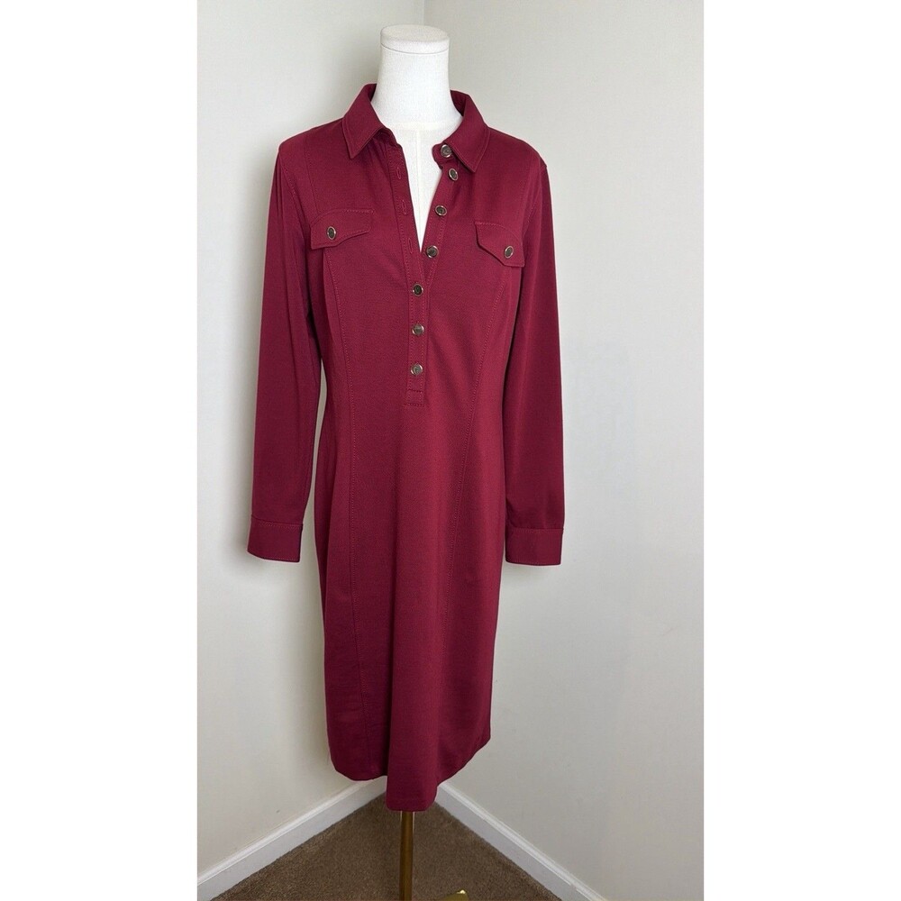 Talbots Dress Womens 8 NWT Berry Pink Knee Length Shirt Dress Stretch $139